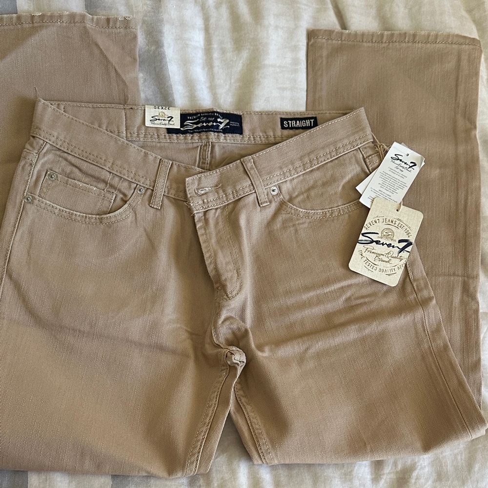 Seven7 Premium Light Khaki Tan Straight Fit 32/30 Mens 100% Cotton Jean Pant New
